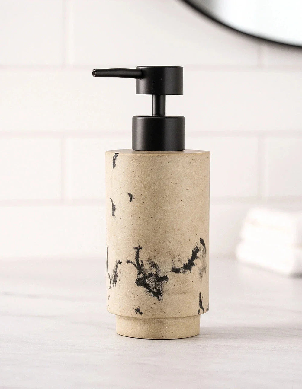 MARBLE SOAP DISPENSER - BEIGE